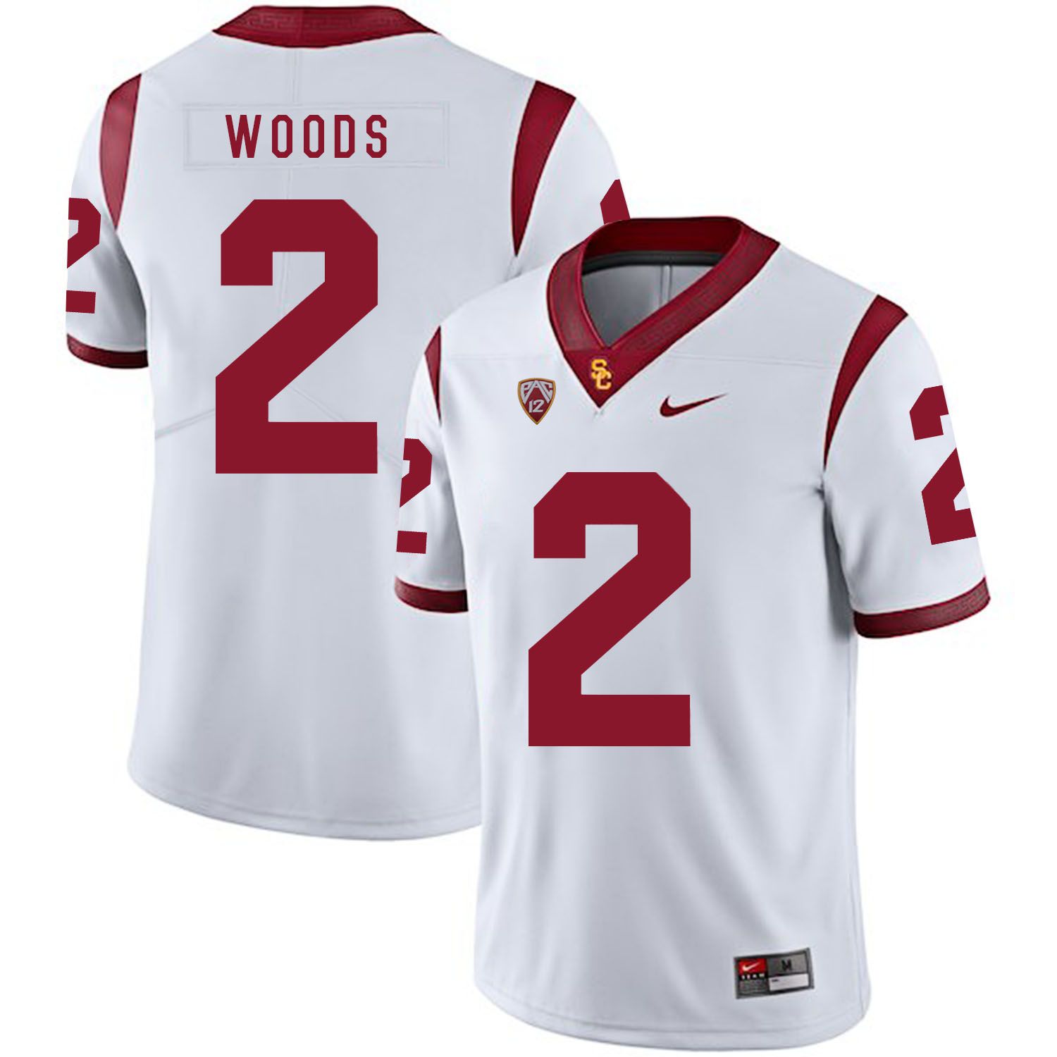 Men USC Trojans #2 Woods White Customized NCAA Jerseys